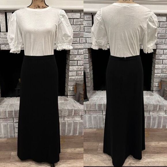 Vintage Y2K Tahari Black Maxi Skirt Formal Size 8 Made in the USA A-Line - Picture 1 of 10